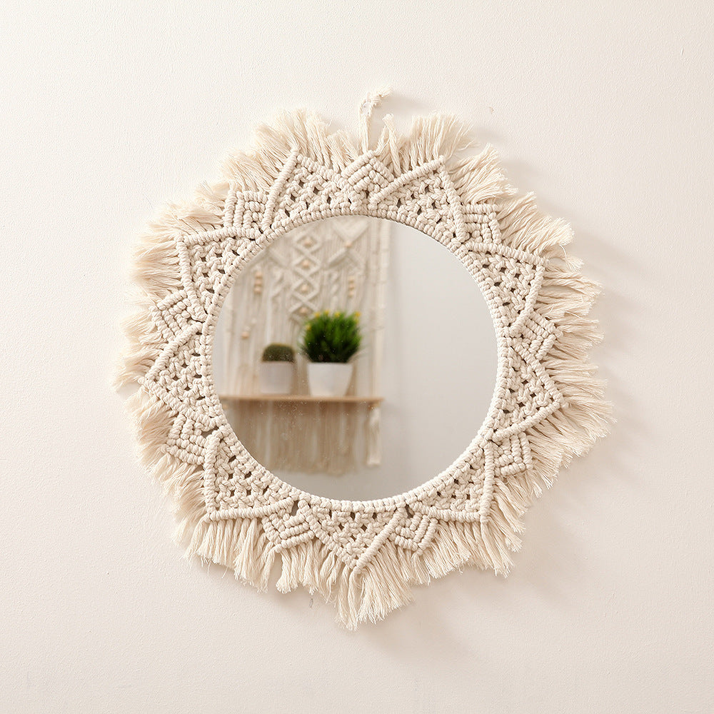 Handmade Cotton Rope Woven Mirror Ornament Wall Hanging