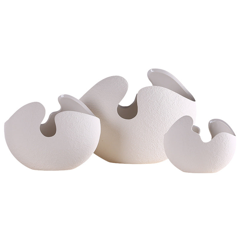 White Plain Baked Ceramic Eggshell Shaped Flower Pot