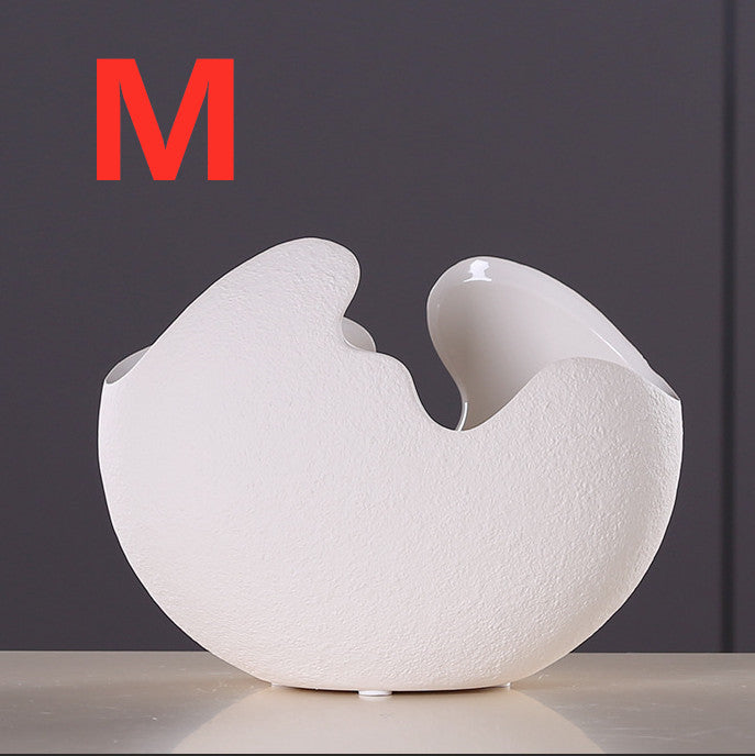 White Plain Baked Ceramic Eggshell Shaped Flower Pot