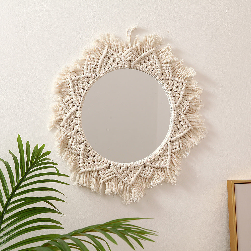 Handmade Cotton Rope Woven Mirror Ornament Wall Hanging